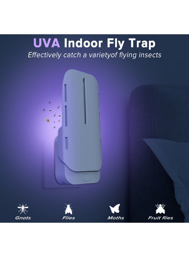 ناكسي فلاي قابس داخلي لقتل البعوض، مع مصباح ليلي UV قابل لتعديل السطوع لفخ البعوض وصائد الذباب، فخاخ ذباب الفاكهة للذبابة الصغيرة، العثة، البعوض، مناسب لكل جزء من المنزل (عبوة واحدة، أبيض) - Image 2